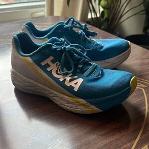 Hoka Teal and Yellow Road Running Sneakers